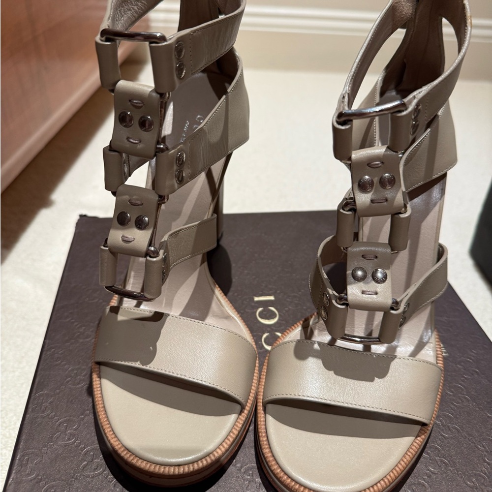 Gucci Beige Strappy Heels